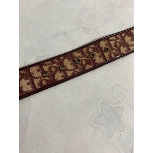 Dior Red CD Buckle Belt Trotter Print Gold Red Enamel - Picture 3 of 7